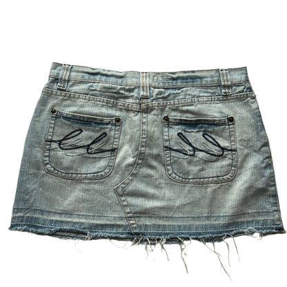 Back pocket design denim mini skirt