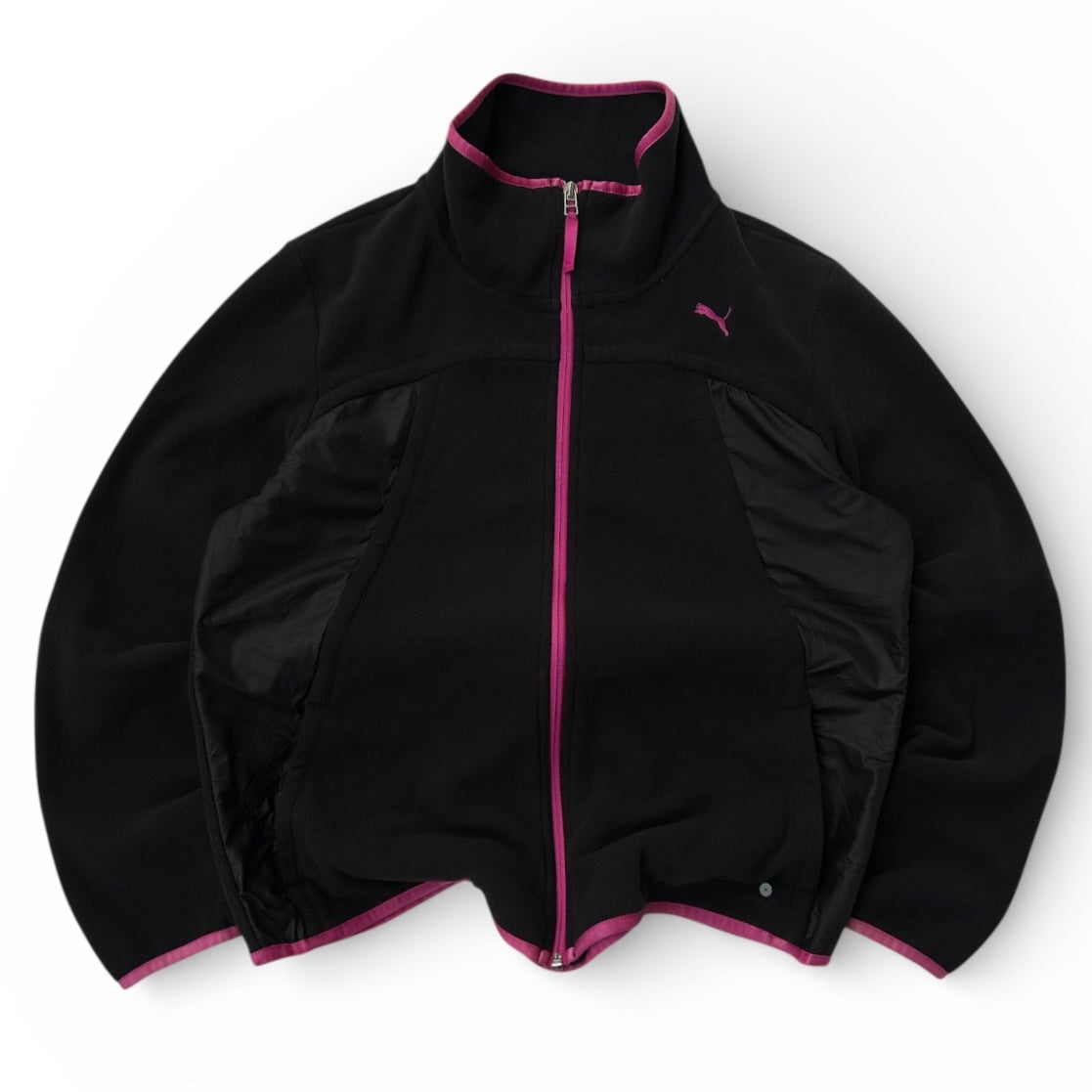 Puma Black Fleece With Pink Logo Full Zip Jacket