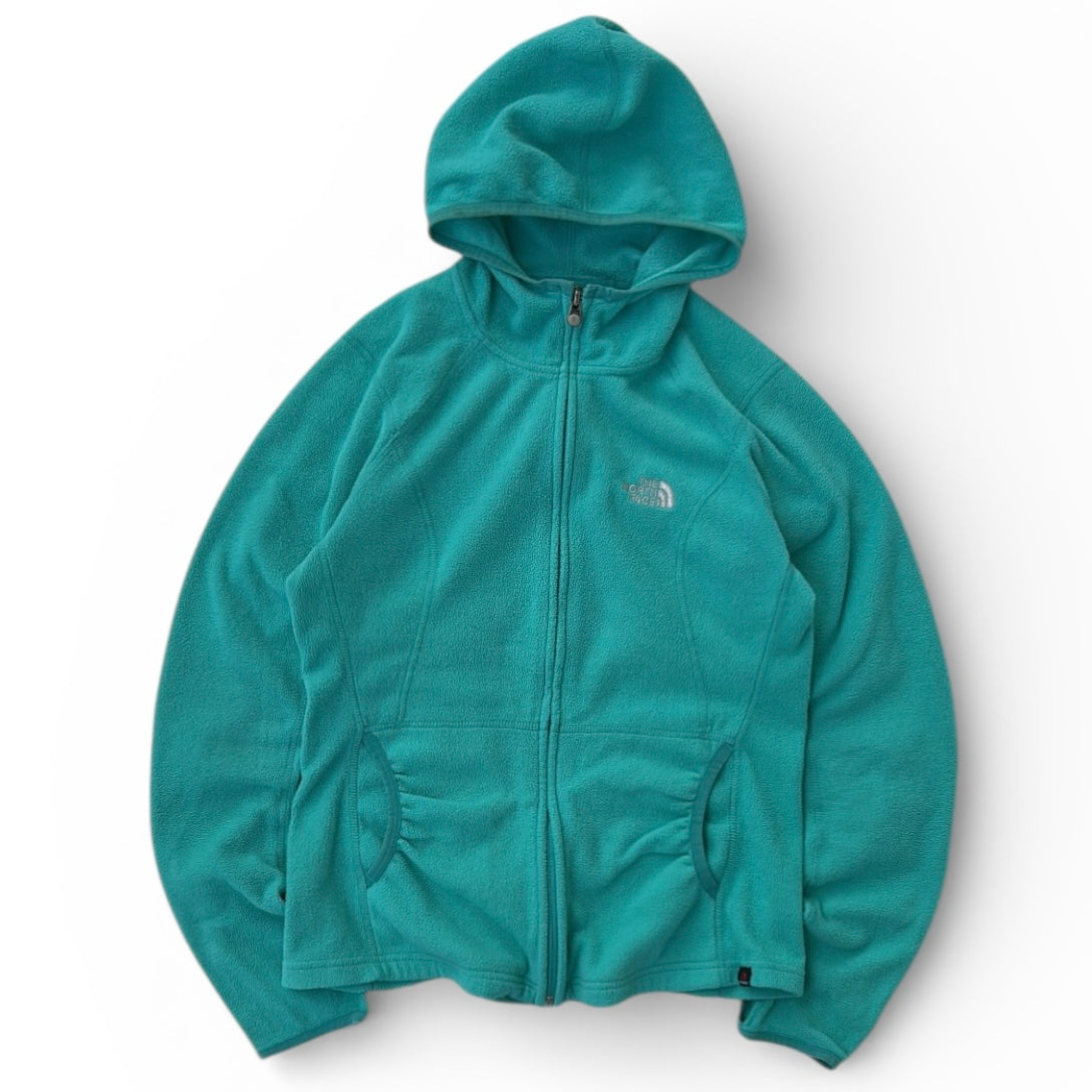 The North Face Blue Full zip embroidered logo hooded fleece jacket