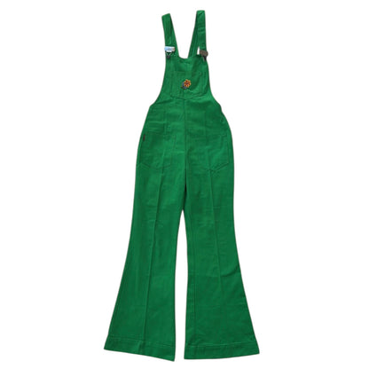 Wels Green Cabana Dungarees With Knitted Flower On Front Side