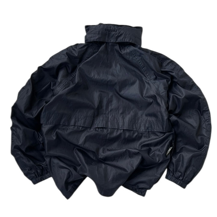 HUSKI Light Windbreaker Dark Blue Adjustable Jacket With Hidden Hoodie