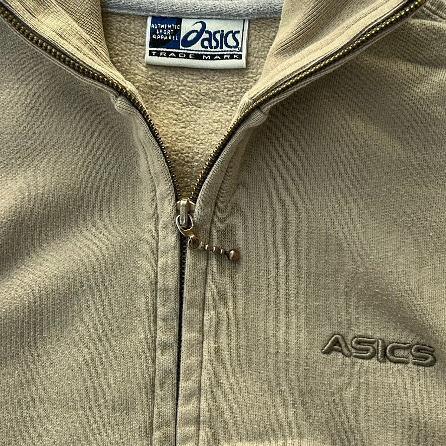 Asics Beige Vintage Waist length Full Zip Jacket