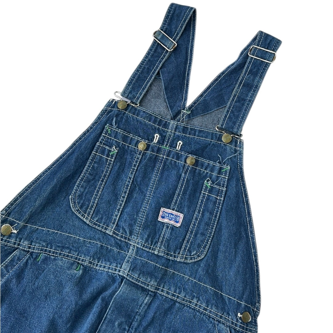 Big Smith Dark Wash Denim With White Lining dungarees