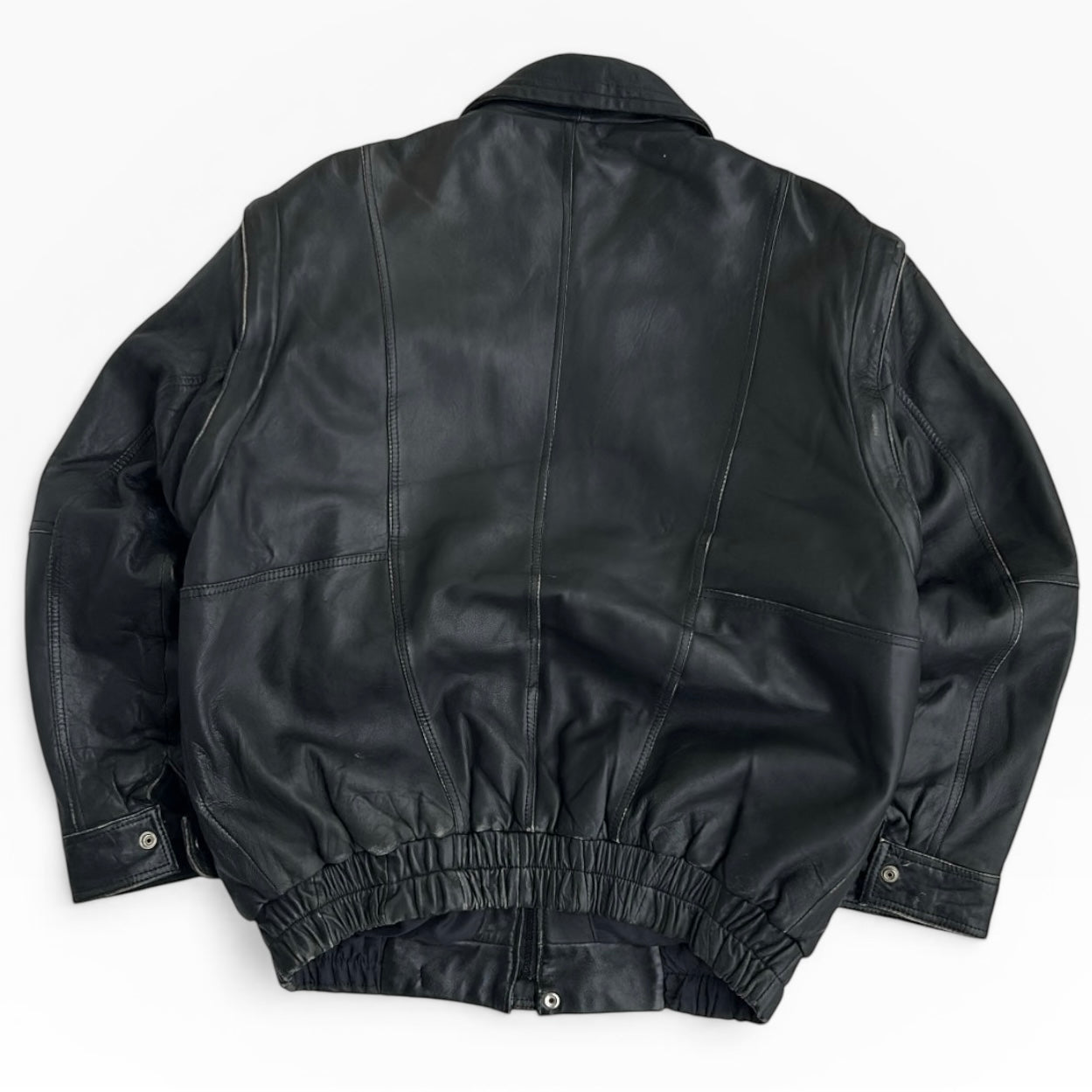 Bomber  Black leather full zip Jacket