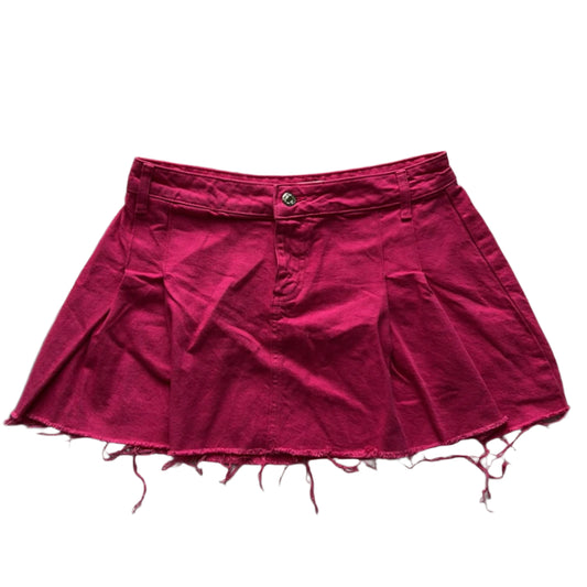 Hot pink denim mini skirt