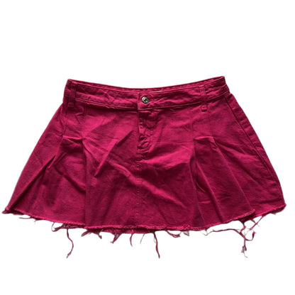 Hot pink denim mini skirt