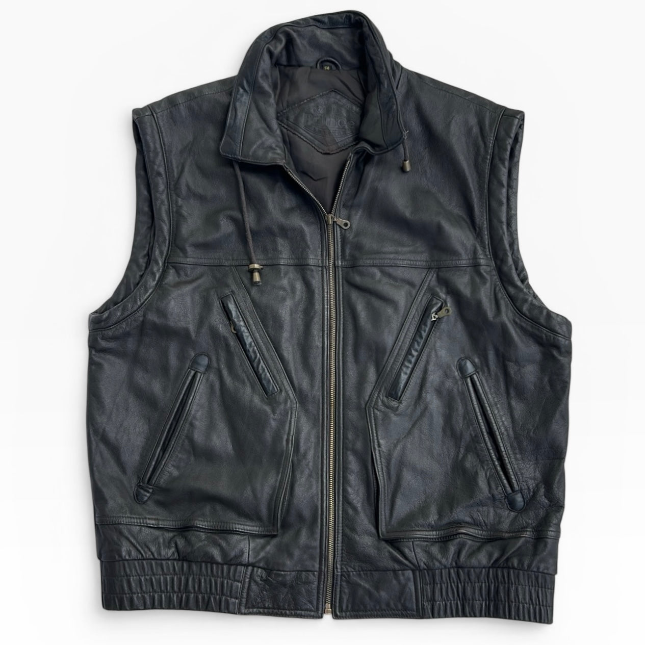 Prince Leather Full Zip Vest Jacket