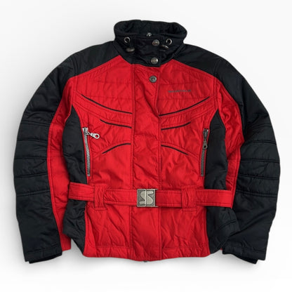 Sportalm Red x Black Ski Full Zip Jacket with Belt