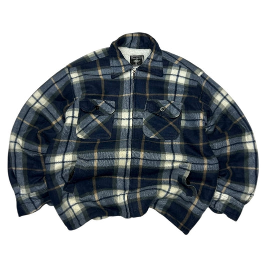 Flannel Patter Fleece Full Zip Jacket With Fuzzy Inside Fleece