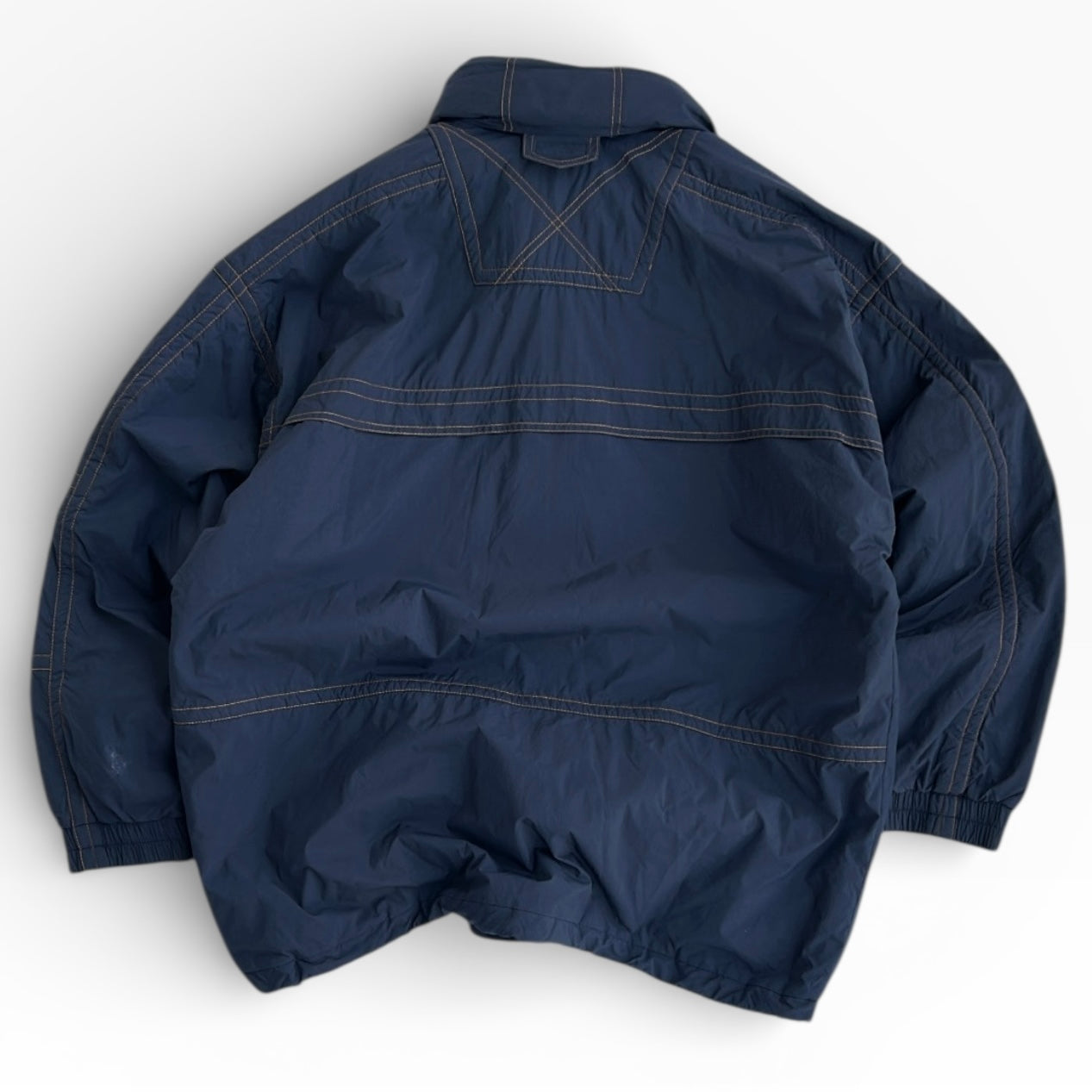 Retro Gore-Tex Dark Blue With Yellow Lining Adjustable Ski Jacket With Hidden Hoodie