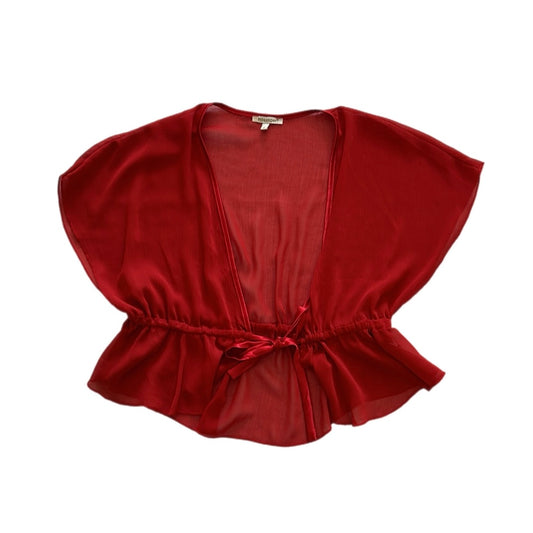 Mesh Cropped Front-Tie Top