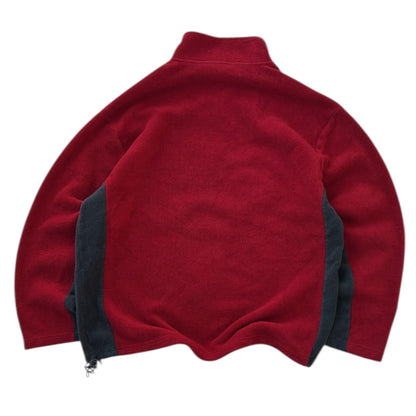 Old Navy Red x Grey Full Zip Fleece Adjustable Jacket