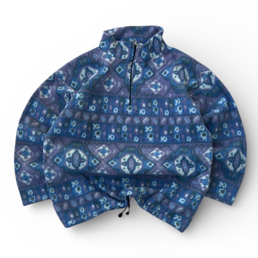 Vintage 1/4 Zip Crazy Pattern Adjustable Fleece