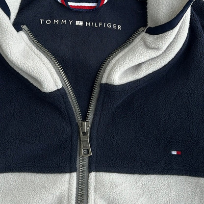 Tommy Hilfiger Beige x Navy Hooded Fleece Full Zip Jacket