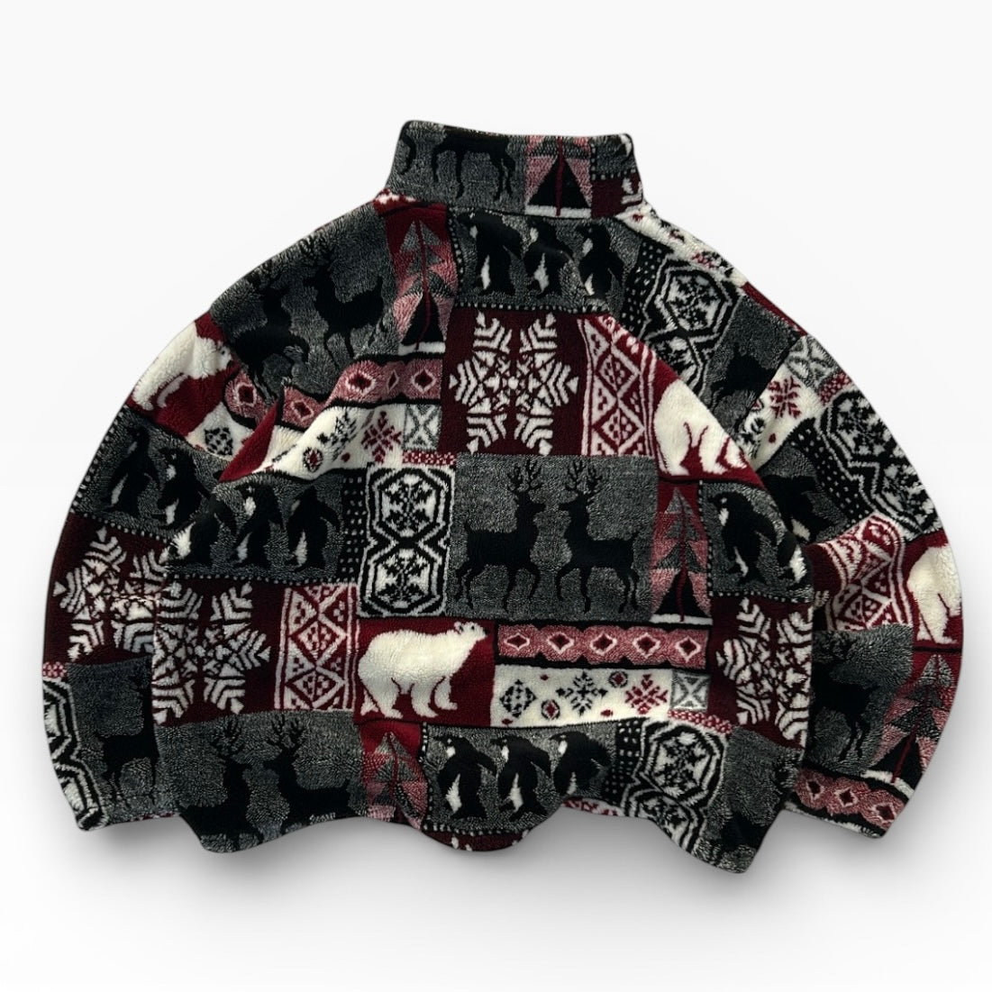 Caribou Crossing patterned fuzzy full zip adjustable fleece
