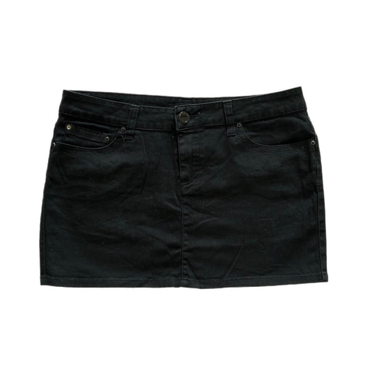 Black Elastic Denim Mini Skirt