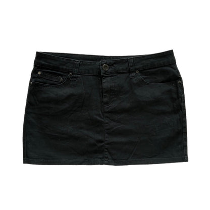 Black Elastic Denim Mini Skirt