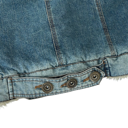 Rare Denim Vest With Checkered & Fuzzy Inside