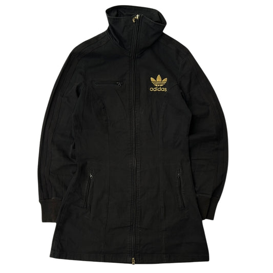 Adidas Black Denim Full Zip Dress Style Jacket