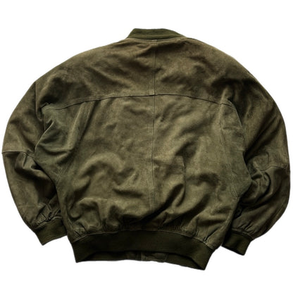 Green Suede Bomber Fit Jacket