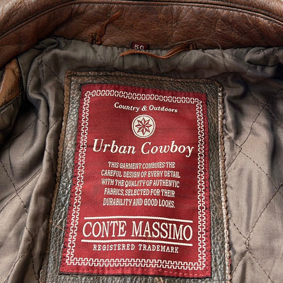 Vintage Urban Cowboy Aged Style Brown Leather Jacket