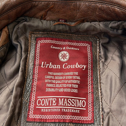 Vintage Urban Cowboy Aged Style Brown Leather Jacket