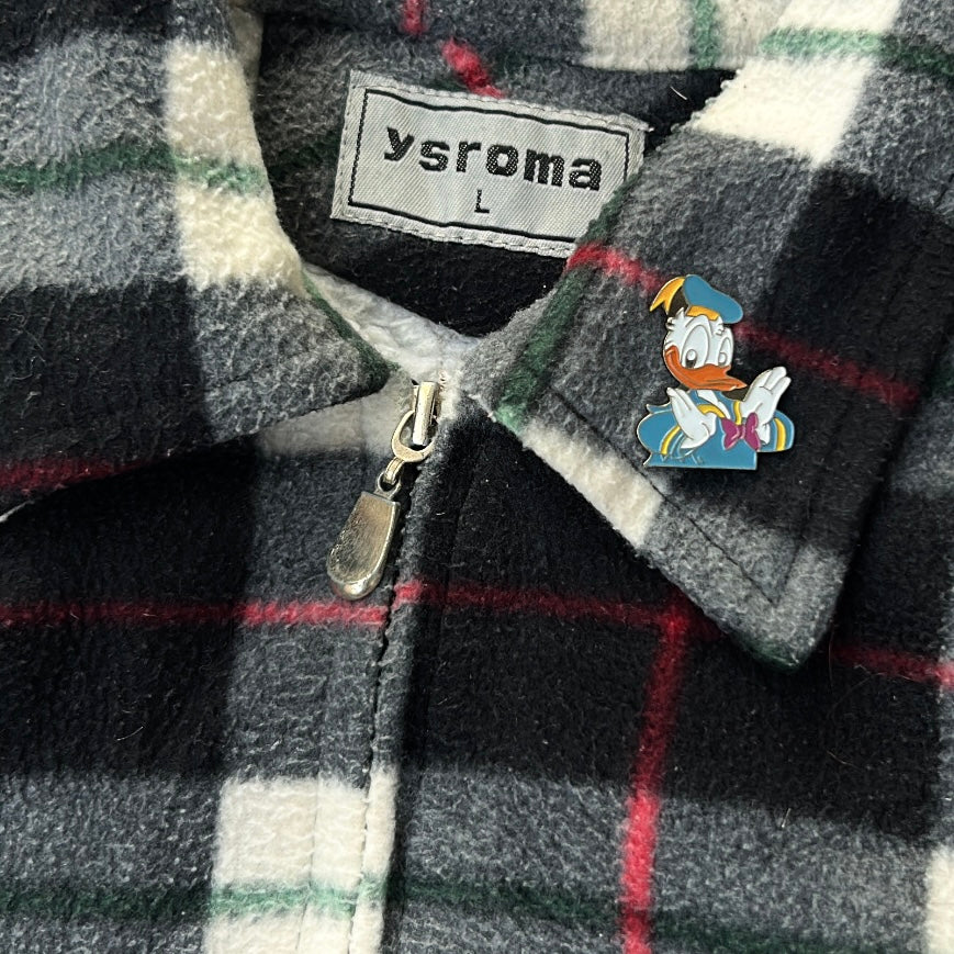 Ysroma Thick Fleece Checkers Full Zip Flannel With Inside fuzz and Duck Pin (removable)
