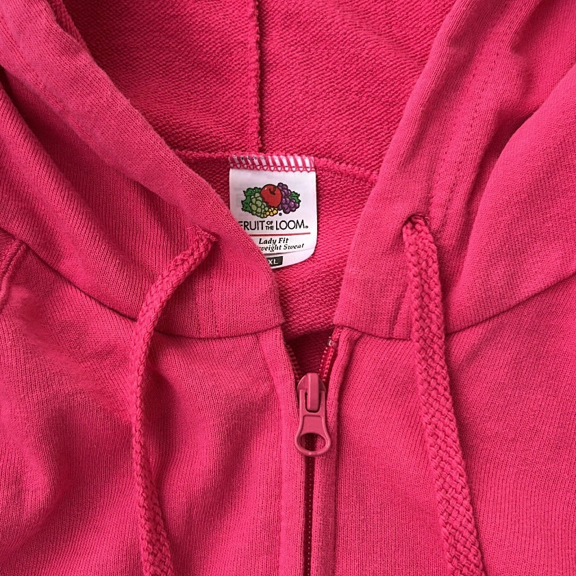 Pink Fruit Of The Loom Hooded Full Zip Jackey