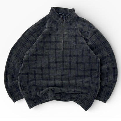 Nautica Grey x Navy patterned 1/4 Zip Fleece