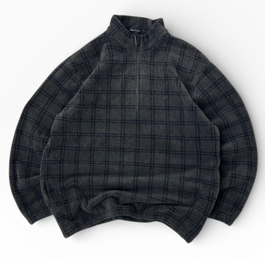 Nautica Grey x Navy patterned 1/4 Zip Fleece