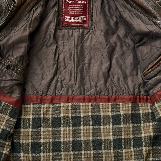 Vintage Urban Cowboy Aged Style Brown Leather Jacket