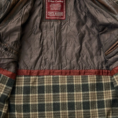 Vintage Urban Cowboy Aged Style Brown Leather Jacket