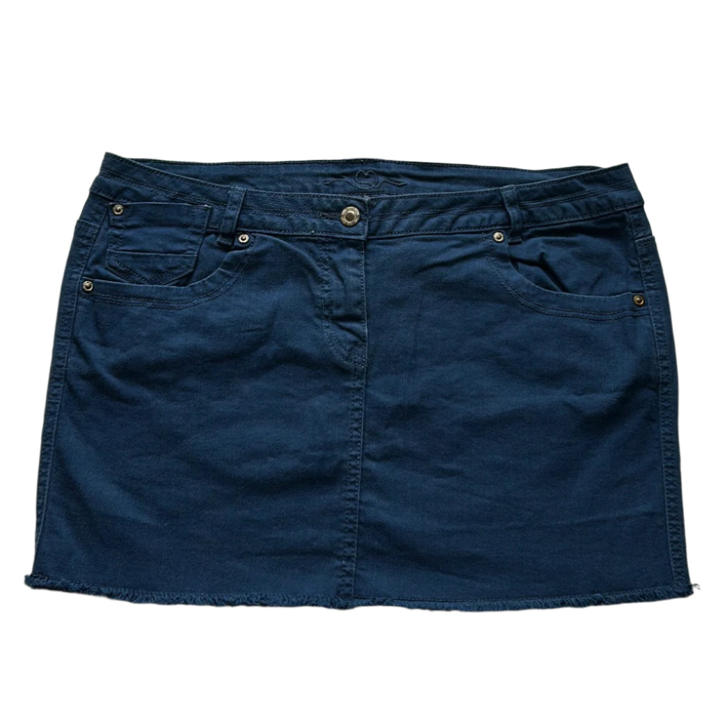 Deep blue elastic denim mini skirt