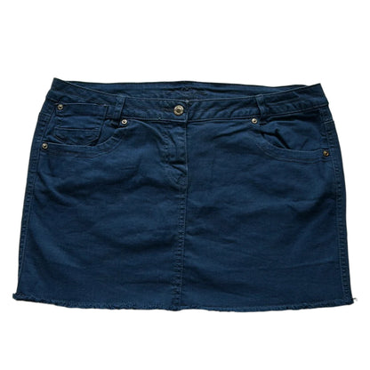 Deep blue elastic denim mini skirt