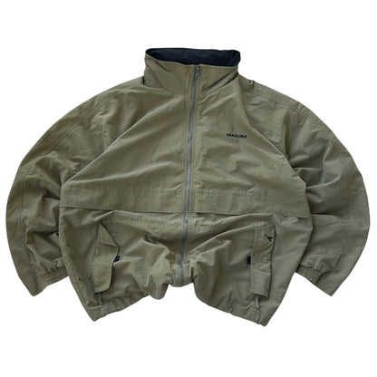 Diadora Beige Track Jacket With Hidden Hoodie And embroidered Logo
