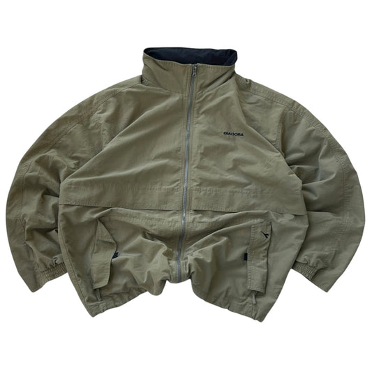 Diadora Beige Track Jacket With Hidden Hoodie And embroidered Logo