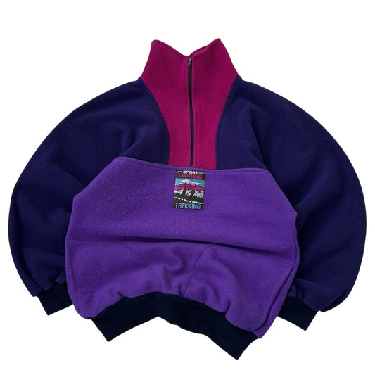 Vintage Multicoloured Sport Clothing Trekking 1/4 Zip Fleece