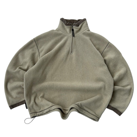 Invicta x Polartech Beige 1/4 Zip Fleece With Corduroy Neck Line