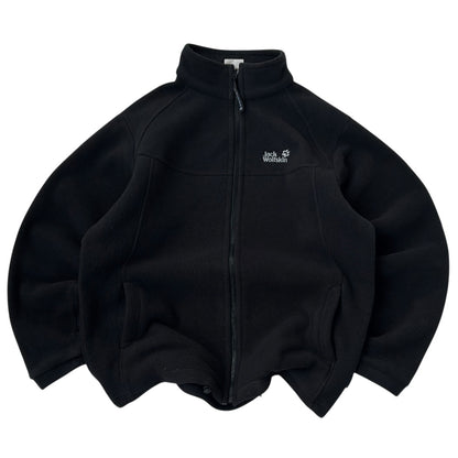 Jack wholfskin Black Fleece Adjustable Jacket With Embroidered Logo