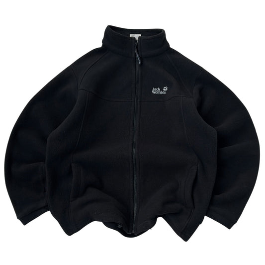 Jack wholfskin Black Fleece Adjustable Jacket With Embroidered Logo