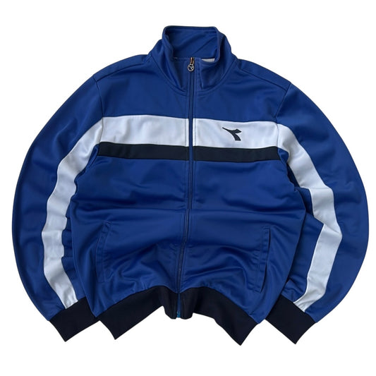 Diadora Vintage Stripped Blue x White Full Zip Track Jacket