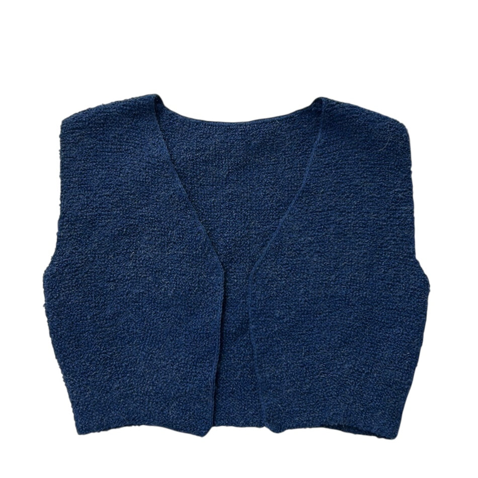 Blue Woolen Vest Cropped Jacket