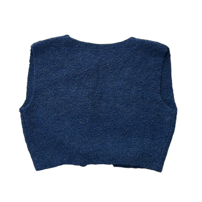 Blue Woolen Vest Cropped Jacket