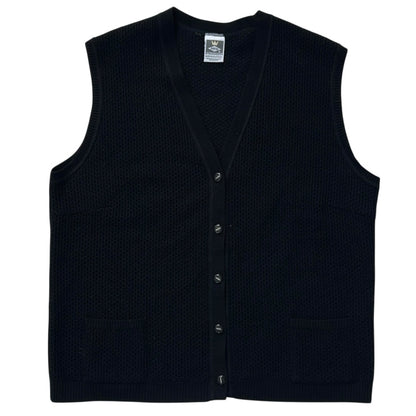 Freya Black Knitted Button Up Vest Top