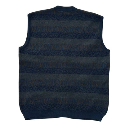 Bernardini Wool Navy Patterned Button Up Vest Top