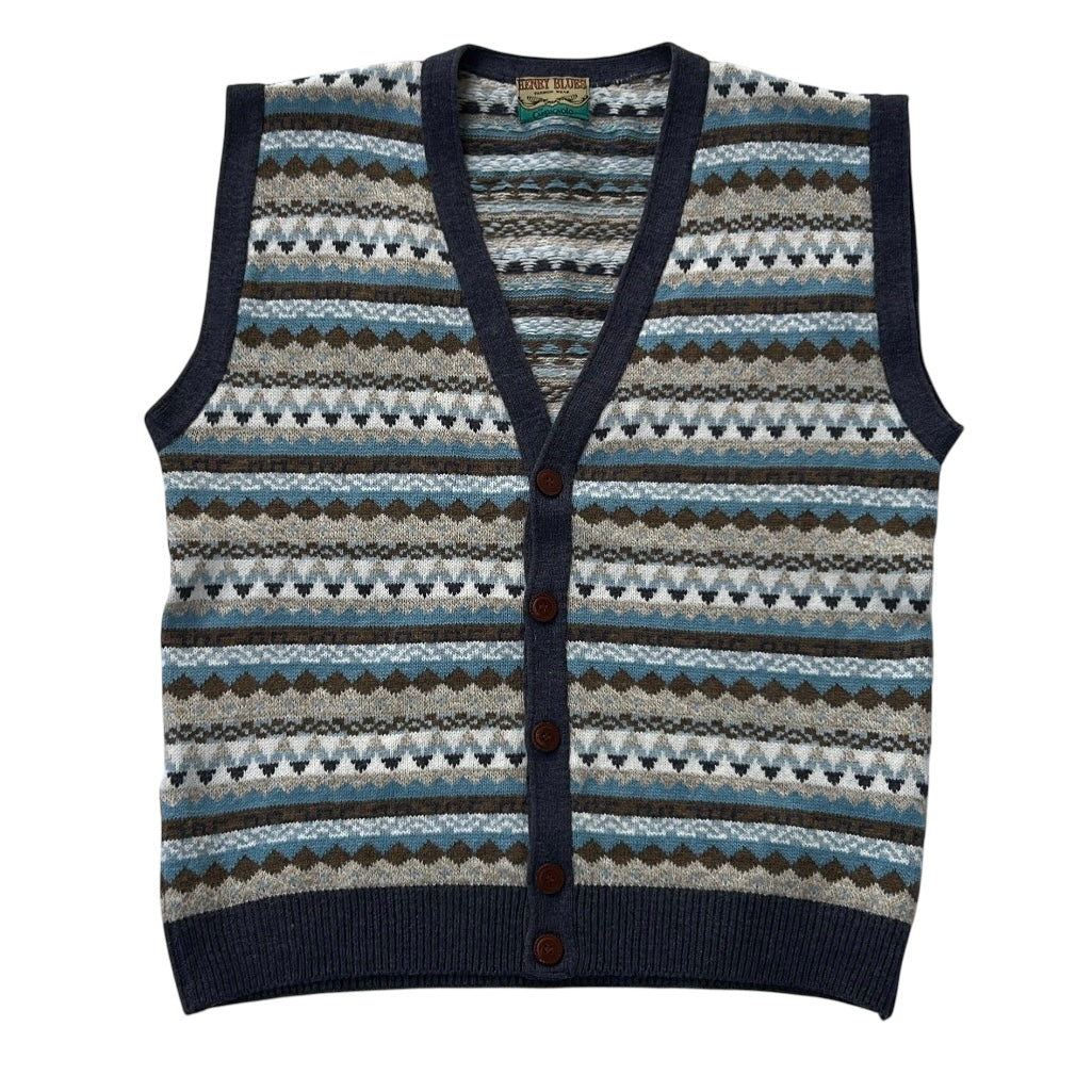 Henry Blues Wool Button Up Vest Top