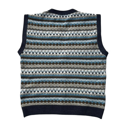 Henry Blues Wool Button Up Vest Top