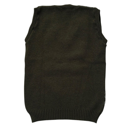 Khaki x Grey Plaid Vest Knitted Top