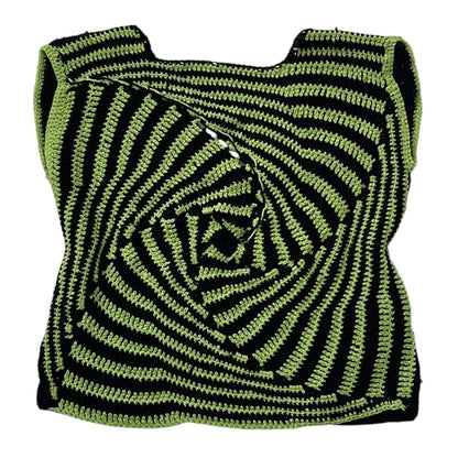 Knitted boxy Black x Patterned Vest Top
