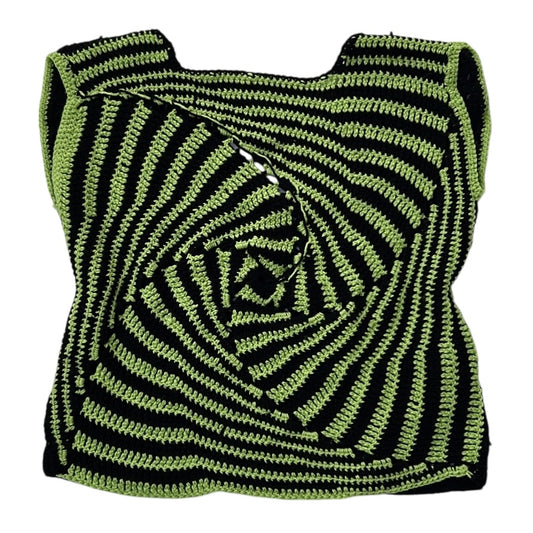 Knitted boxy Black x Patterned Vest Top
